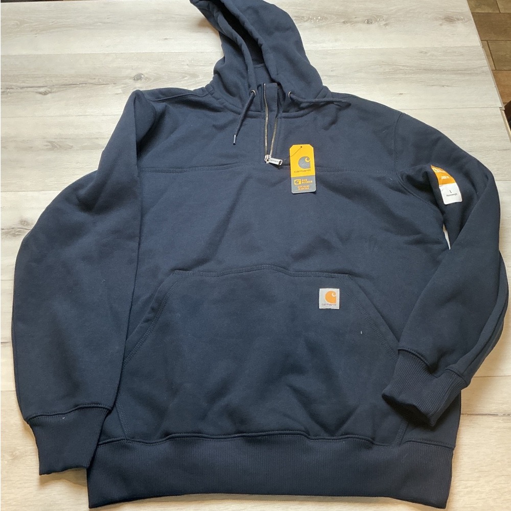 Carhartt Rain Defender QuarterZip We r Pittsburg Sweatshirt Navy Large New W Tag - Picture 2 of 6